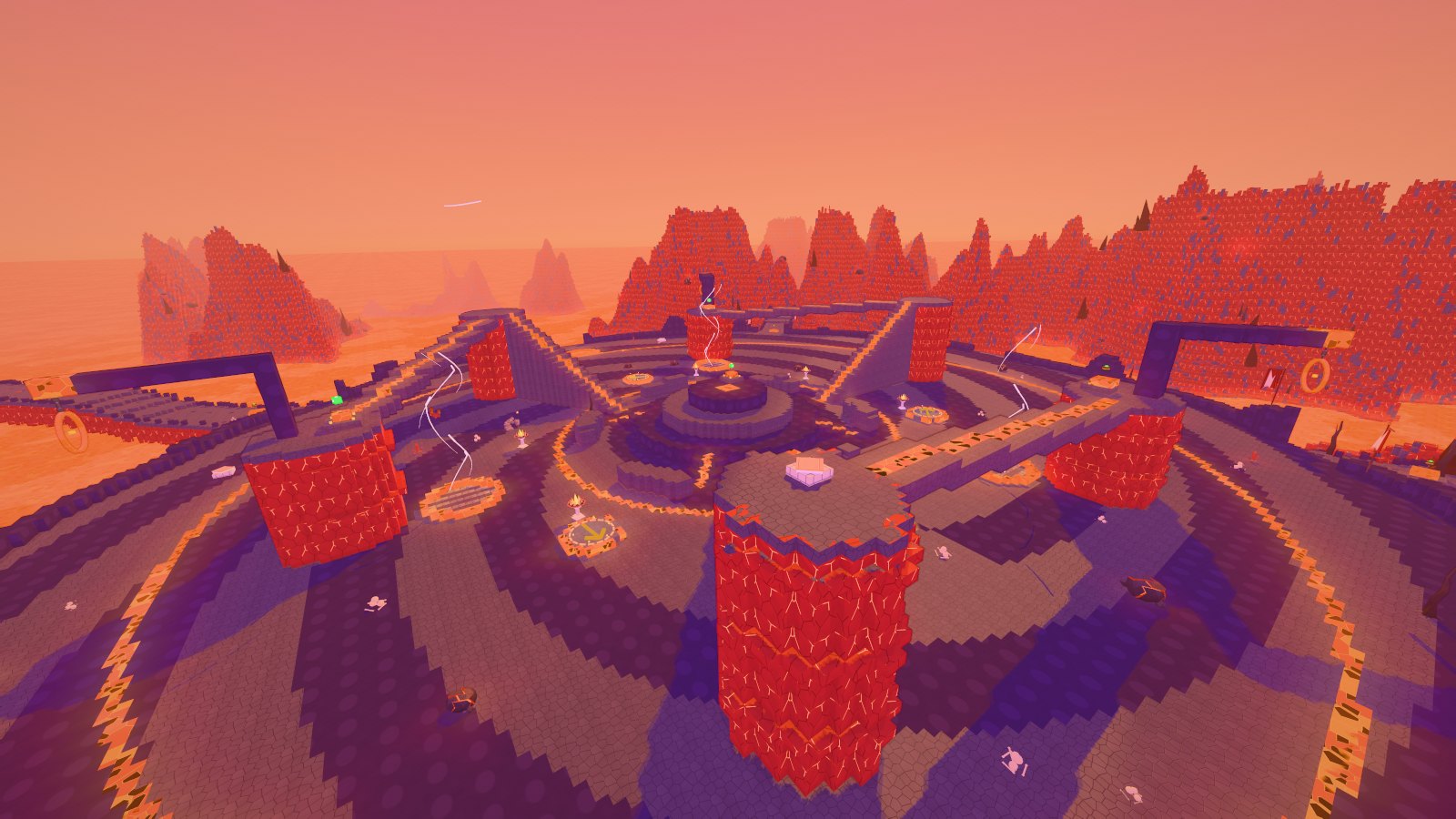The Muspelheim arena under a violet ember light